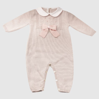 Tutina Intera Baby Lord in Pura lana Con Fiocco e Inserti